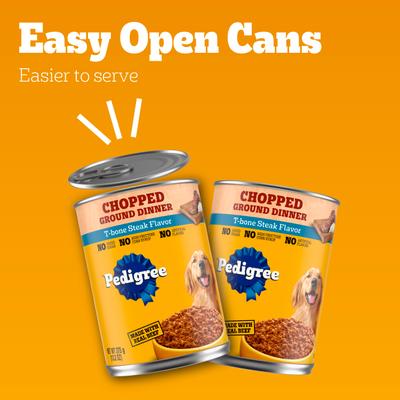 Chopped Ground Dinner T-Bone Steak Flavor Adult Canned Wet Dog Food, 13.2-oz, case of 12