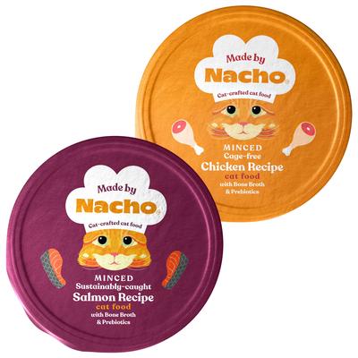 Bundle: Made by Nacho Minced Salmon Recipe with Bone Broth + Minced Chicken Recipe with Bone Broth Wet Cat Food
