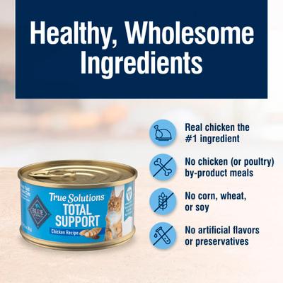 True Solutions Natural Indoor Adult Chicken Entree Wet Cat Food, 3-oz can, case of 12