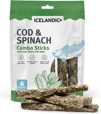 Cod & Spinach Combo Sticks Dog Treats, 6 count
