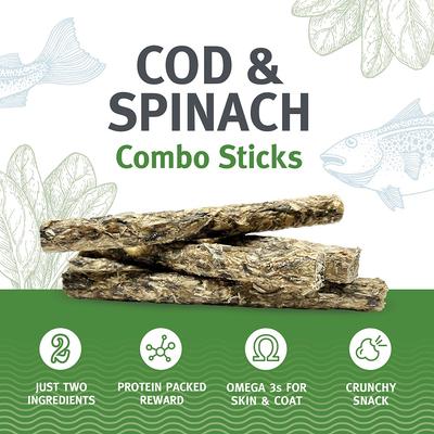 Cod & Spinach Combo Sticks Dog Treats, 6 count