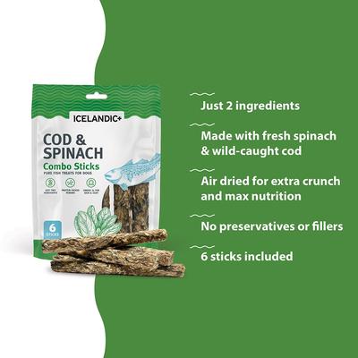 Cod & Spinach Combo Sticks Dog Treats, 6 count