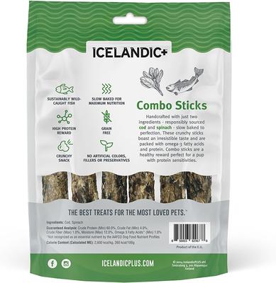 Cod & Spinach Combo Sticks Dog Treats, 6 count