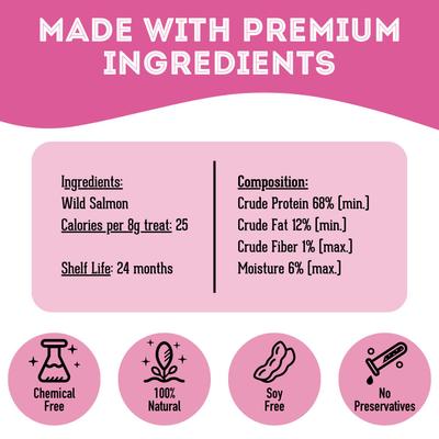 Wild Thing Wild Caught BC Salmon Grain-Free Dehydrated Dog & Cat Treats, 3-oz bag