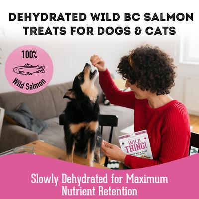 Wild Thing Wild Caught BC Salmon Grain-Free Dehydrated Dog & Cat Treats, 3-oz bag