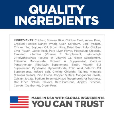 Alimento seco para perros adultos de razas grandes con estómago y piel sensibles, receta de pollo y cebada, bolsa de 30 lb