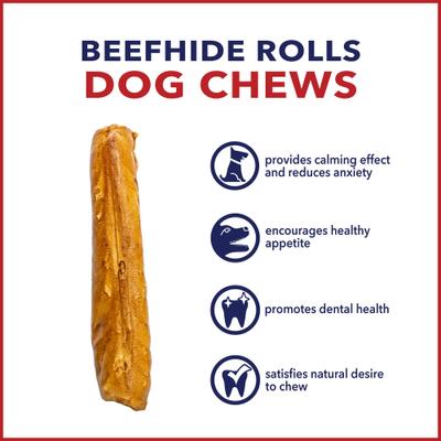 Beefhide 10-inch Rolls Peanut Butter Flavored Dog Hard Chews, 1 count