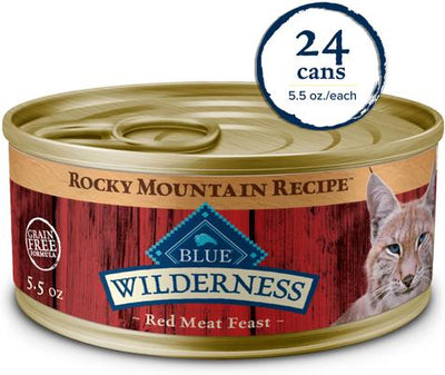 Wilderness Rocky Mountain Recipe Adult Red Meat Feast Chicken-Free Grain-Free Pate Wet Cat Food, 5.5-oz can, 24 count