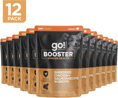 Booster Immune Health Shredded Chicken & Salmon in Broth Wet Dog Food, 2.8-oz pouch, 12 count