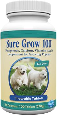 Sure Grow 100 Calcium & Phosphorus Chewable Supplement Tablets for Puppies 8 Weeks & Older, 100 count