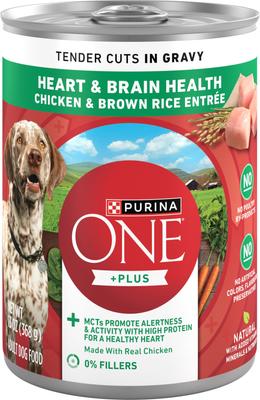Plus Tender Cuts in Gravy Heart & Brain Chicken & Brown Rice Entree Natural Wet Dog Food, 13-oz can, case of 12