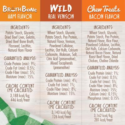 Healthy Edibles Long-Lasting Adult Medium Bacon Variety Pack Dog Chews, 5 count