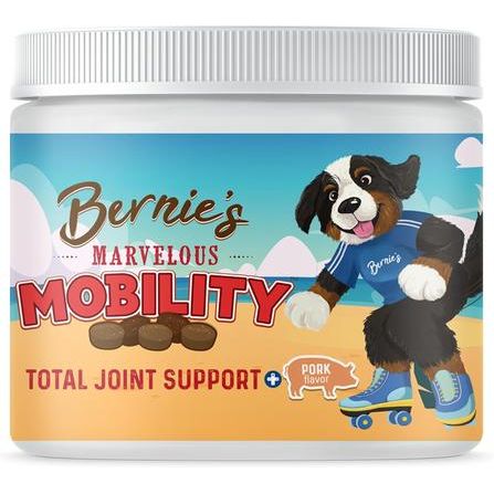Bernie's, Marvelous Mobility, colágeno tipo II + omega-3 + cúrcuma + mejillón de labios verdes, sabor Cerdo, 90 masticables.