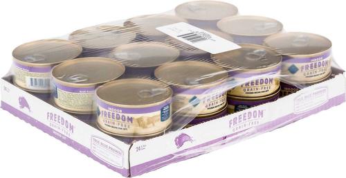 Bundle: American Journey Indoor Pate Chicken Recipe Grain-Free Canned Cat Food, 5.5-oz, case of 24 + Blue Buffalo Freedom Indoor Adult Chicken Recipe Grain-Free Canned Cat Food, 5.5-oz, case of 24