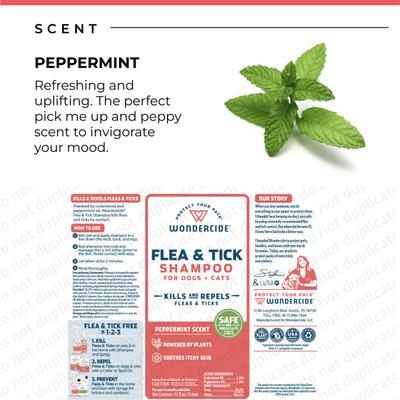 Natural Flea & Tick with Essential Oils Dog & Cat Shampoo, Peppermint, 12-fl oz bottle