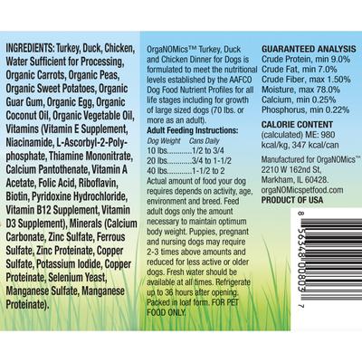 Comida húmeda para perros con paté sin cereales de pavo, pato y pollo, lata de 12.5 oz, caja de 12