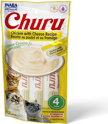 Bundle: Variety Pack - Inaba Churu Grain-Free Tuna with Salmon Puree Lickable Cat Treat, 0.5-oz tube, pack of 4, Chicken with Cheese & Chicken with Crab Flavors