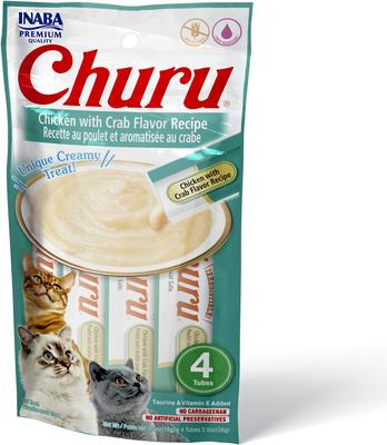 Bundle: Variety Pack - Inaba Churu Grain-Free Tuna with Salmon Puree Lickable Cat Treat, 0.5-oz tube, pack of 4, Chicken with Cheese & Chicken with Crab Flavors
