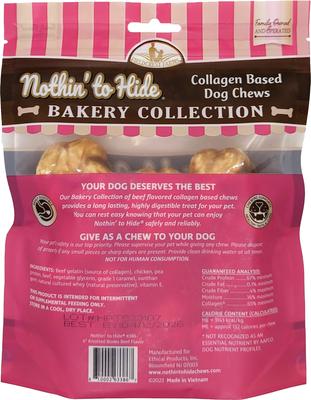 Nothin' To Hide Bakery Collection Knotted Bone 4-inch Beef Flavor Dog Chews, Small, 3 count