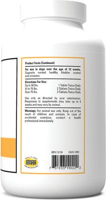 Comprimidos masticables para la incontinencia, suplemento para perros, 120 comprimidos