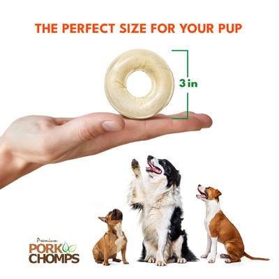 2.5-in Pressed Pork Skin Rings with Real Chicken Chew Dog Treats, 8 count