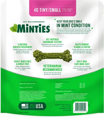 Tiny/Small Mint Flavored Dental Treats for Dogs, 5-24 lbs, 16-oz, 40 count