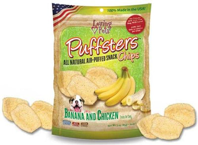 Puffsters Banana & Chicken Dog Crunchy Treat, 4-oz bag