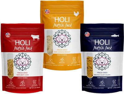 Paquete variado de aderezo para comida para perros y gatos: hígado de res, salmón salvaje y pechuga de pollo, bolsa de 5.25 oz