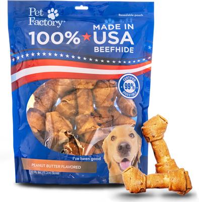 Beefhide 6-inch Peanut Butter Flavored Dog Bones, 12 count