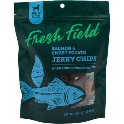 Premios para perros de cecina de salmón y batata sin OMG, bolsa de 14 oz