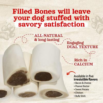 3 to 4-inch Chicken Flavor Stuffed Dog Bones, 6 count