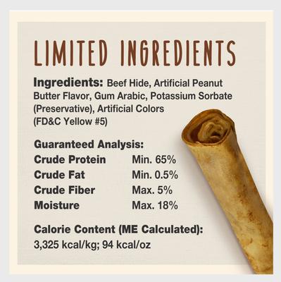 Premium Retriever Rolls Peanut Butter Flavor Dog Chew, 4 count
