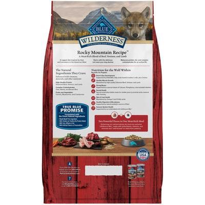 Alimento seco para cachorros con alto contenido proteico Wilderness Red Meat & Grains Rocky Mountain Recipe, bolsa de 28 lb