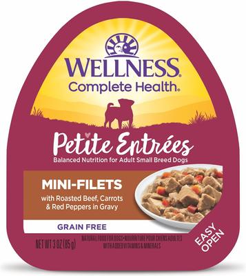 Complete Health Petite Entrees Adult Small Breed Grain-Free Chicken, Carrots & Red Peppers Mini-Filets Wet Dog Food, 3-oz cup, case of 12