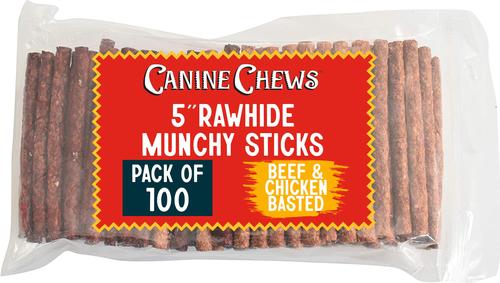 5-inch Rawhide Munchy Beef & Chicken Flavor Dental Dog Chews, 100 count