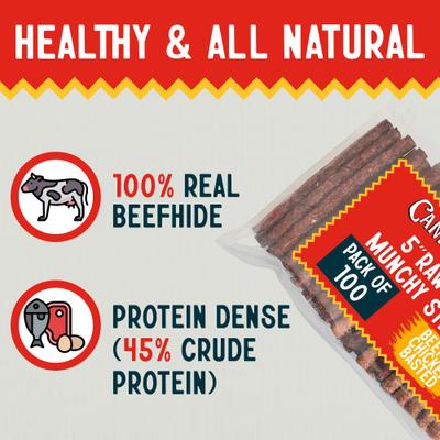 5-inch Rawhide Munchy Beef & Chicken Flavor Dental Dog Chews, 100 count
