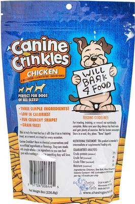 Premios deshidratados de pollo Canine Crinkles para perros, bolsa de 8 oz