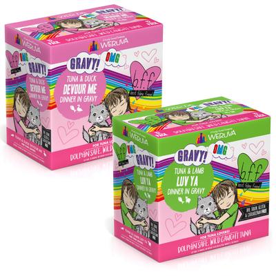 Bundle: BFF Tuna & Lamb Luv Ya Dinner in Gravy + Tuna & Duck Devour Me Dinner in Gravy Wet Cat Food Pouches