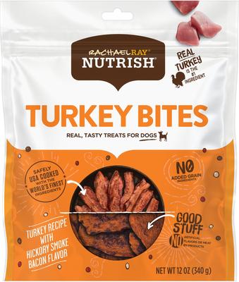 Bundle: Rachael Ray Nutrish Turkey Bites Hickory Smoke Bacon + Burger Bites, Beef Burger with Bison Dog Treats