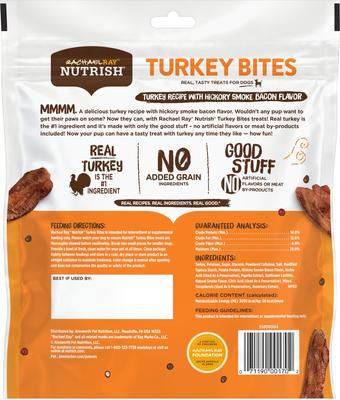 Bundle: Rachael Ray Nutrish Turkey Bites Hickory Smoke Bacon + Burger Bites, Beef Burger with Bison Dog Treats
