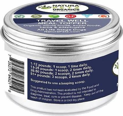 TRAVEL WELL MEAL TOPPER* Stress, Relaxation & Calming Support* Dog Supplement, 4-oz jar
