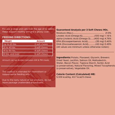 Omega Skin + Coat Smoked Bacon & Peanut Butter Flavored Soft Chew Bundle Supplement for Dogs, 360 count