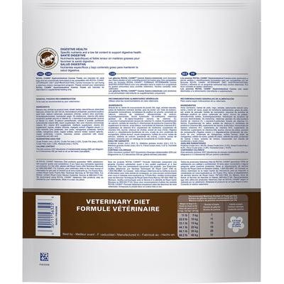 Paquete: Alimento seco para perros Royal Canin Veterinary Diet Gastrointestinal bajo en grasa + premios