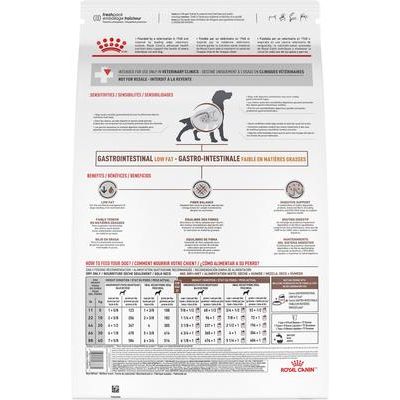 Paquete: Alimento seco para perros Royal Canin Veterinary Diet Gastrointestinal bajo en grasa + premios
