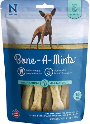 Bone-A-Mints Mint Flavored Mini Dental Dog Treats, 16 count