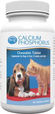 Calcium Phosphorus Daily Chewable Supplement Tablets for Dogs & Cats 12 Weeks & Older, 50-count
