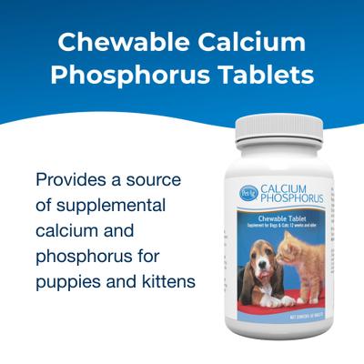 Calcium Phosphorus Daily Chewable Supplement Tablets for Dogs & Cats 12 Weeks & Older, 50-count
