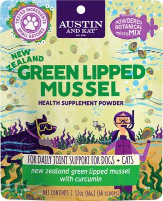 Austin's Green Lipped Mussel GLM Mobility Dog & Cat Supplement, 2.32-oz bag