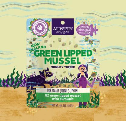 Austin's Green Lipped Mussel GLM Mobility Dog & Cat Supplement, 2.32-oz bag