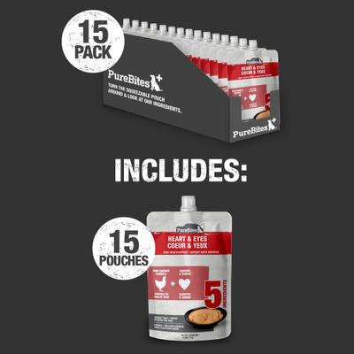 Plus Squeezables- Heart & Eyes Dog Food Toppings, 2.5-oz tube, 15 count